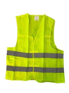 High-Visibility Reflective Adult Size Safety Vest in Neon Yellow V-neck